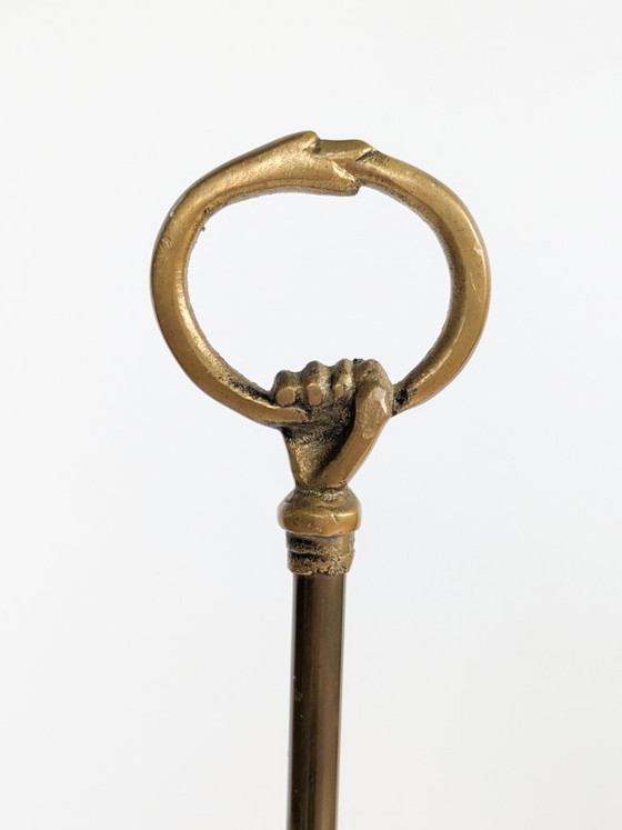 Image 1 of Vintage messing deurstopper met fruitmandgreep in Victoriaanse antieke stijl