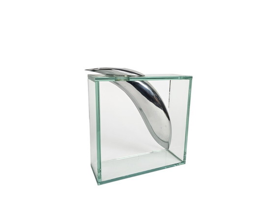 Image 1 of Dutch Lisa Mori For Inn - Modernist - Glass - Crystal - Aluminum - Vase - 90's