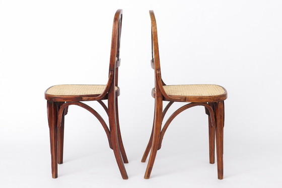 Image 1 of Set of 2 Vintage Bentwood Dining Chairs | Austria 1930s–50s | Beechwood, New Woven Cane Seats