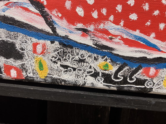 Image 1 of Modernes Gemälde von Pieter Boxman aus dem Jahr 2006 mit dem Titel: Jahrmarkt in Welsum