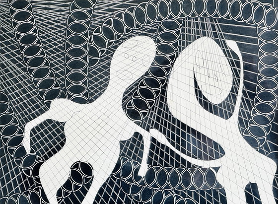 Image 1 of Pierre-François Vaysse - Art Brut circa 1970 - tinta - enmarcado