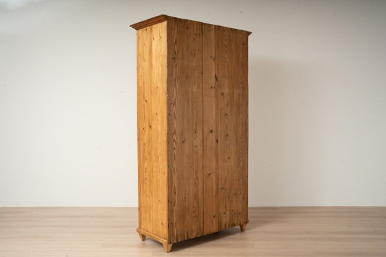 Armadio antico tedesco in pino con appendiabiti e ripiano, fine XIX secolo, Legno, Beige (foto 6 di 16)