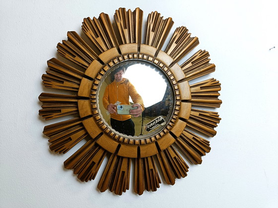 Image 1 of Vintage Golden Sunburst Mirror, 1960s