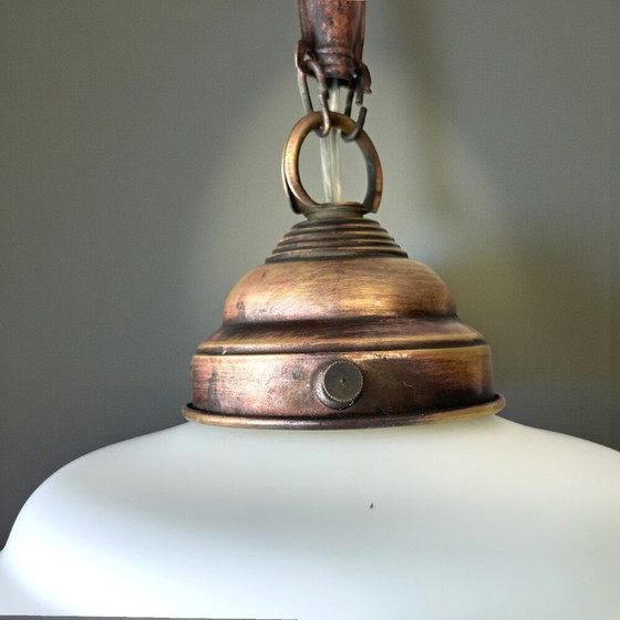 Image 1 of Art Deco hanglamp van wit opaalglas, jaren 1940