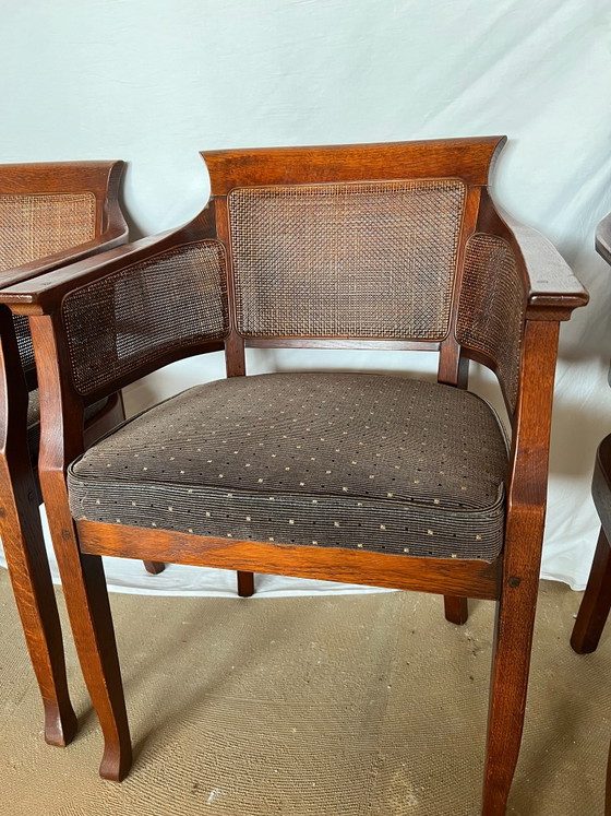 4 Bannink poltrone da pranzo Art Nouveau in legno di ciliegio – Sedie da pranzo, Rattan, Tessile (photo 3 of 6)