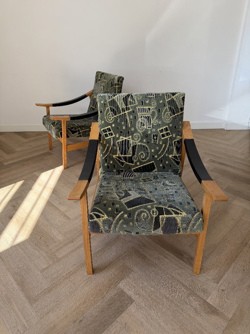 Set ungarischer Sessel aus der Mitte des Jahrhunderts – fauteuils, Textile, Wood (photo 2 of 6)