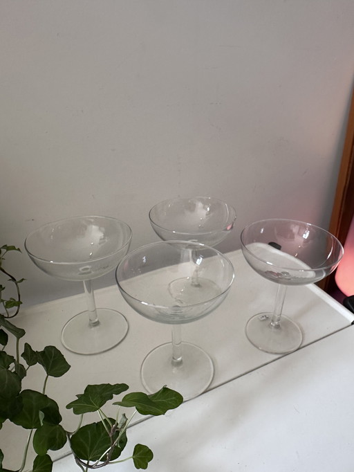 Set Of 4 Crystal 60s Coupe Champagne Glasses