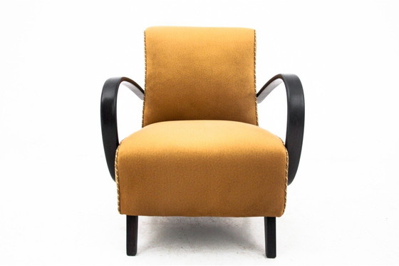 Image 1 of Two yellow vintage armchairs by J. Halabala, Czechoslovakia, 1930s