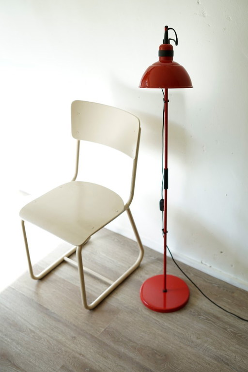 Massive Space Age Floor light – Red steel – Vintage 70s/80s