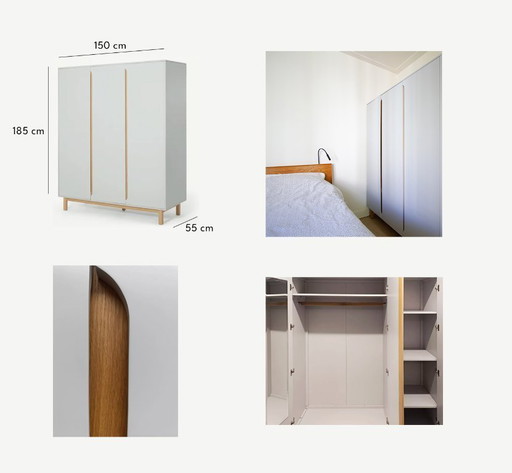 2 X Made.com - Wardrobes, With 3 Doors, Grey & Oak With Mirror