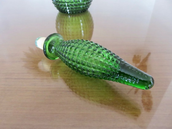 Image 1 of Empoli Italië karaf van groen diamantvormig glas