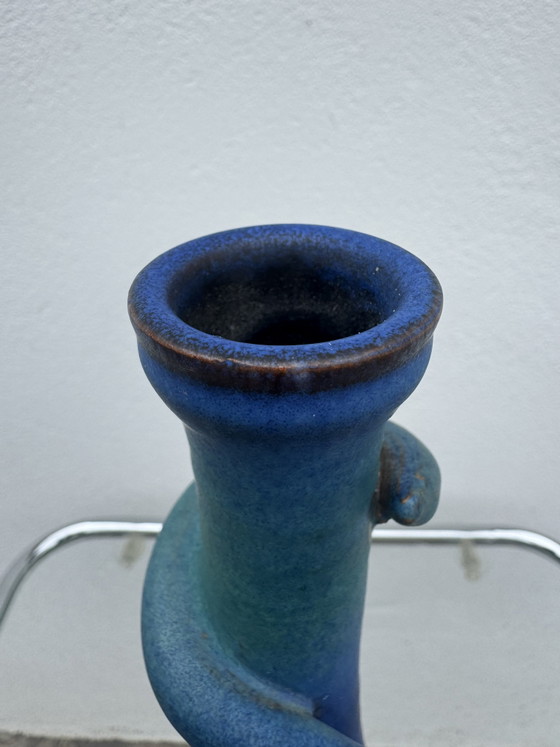 Image 1 of Vaso in ceramica vintage con sfumatura blu