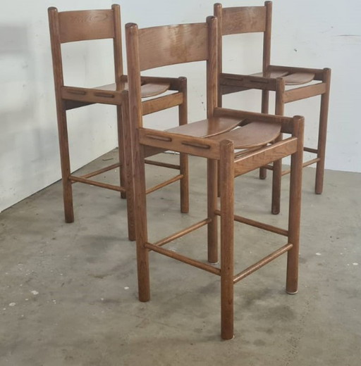Tabouret de bar en chêne brutaliste