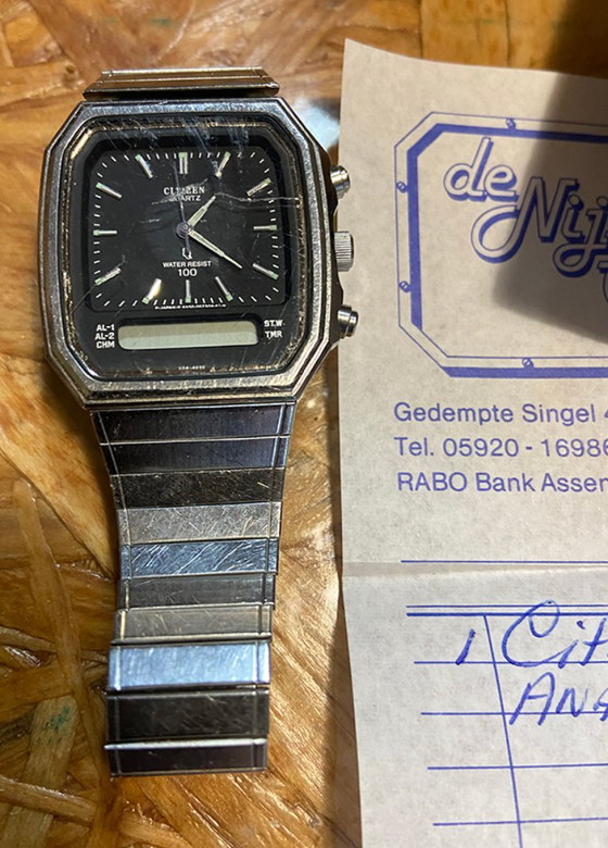 Orologio da uomo vintage: Citizen Ana-Digi (con scontrino originale del 1984), Oggetti decorativi, Metallo (foto 2 di 6)