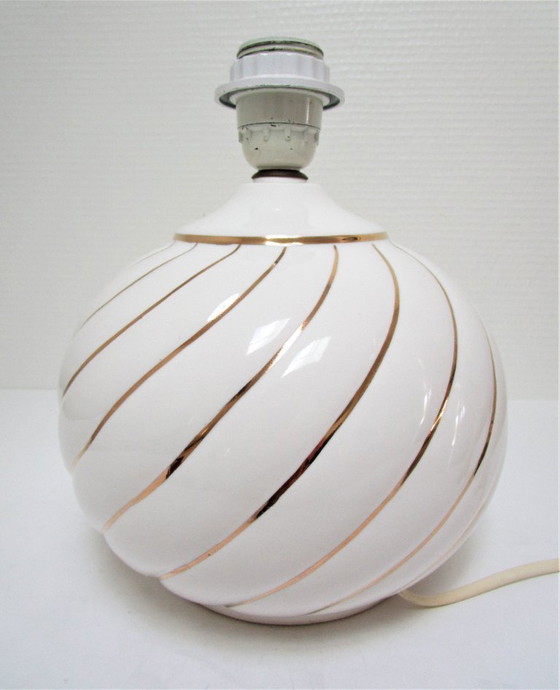 Image 1 of white and gold ceramic lamp by DLG Tommaso Barbie
