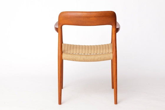 Image 1 of Fauteuil Niels Otto Møller n° 56 – Teck et corde danoise – 1954 – Style danois moderne du milieu du siècle – Restauré avec répar