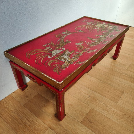 Image 1 of Vintage Chinoiserie Japandi Salontafel, Koffietafel Hout