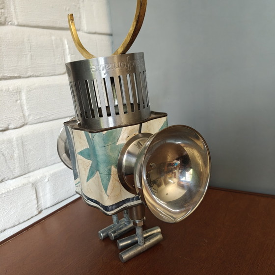 Handmade Steampunk Robot Knight Sculpture, Found Object Assemblage Art, Vintage Mixed Metal (photo 6 of 7)