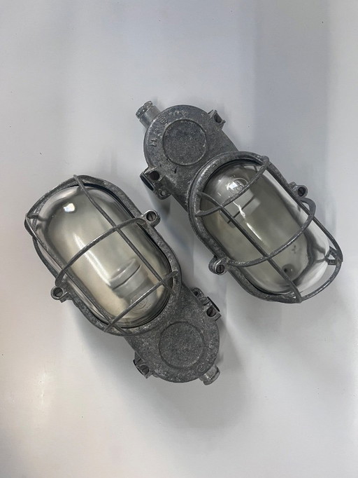 2x Industria Rotterdam Industriële Kooilampen Bulls-Eye Aluminium