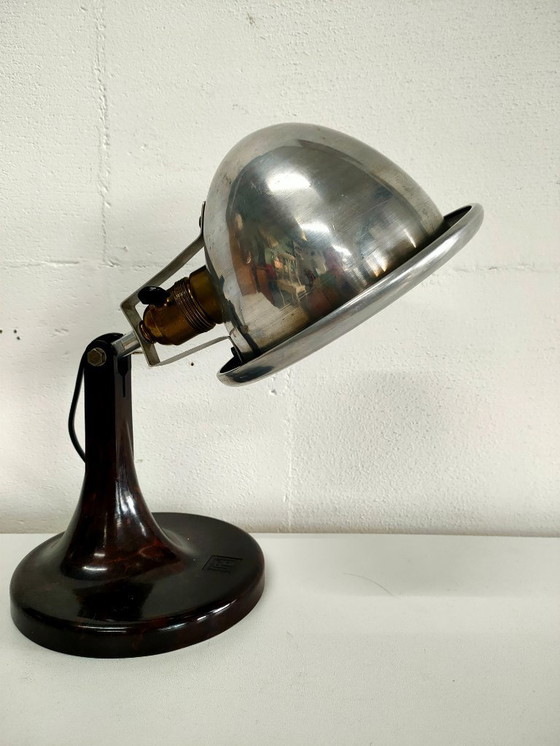 Image 1 of Rare industrial Bauhaus (style) 1950s-60s table lamp by Fritz Pendorff (GDR) with Bakelite base