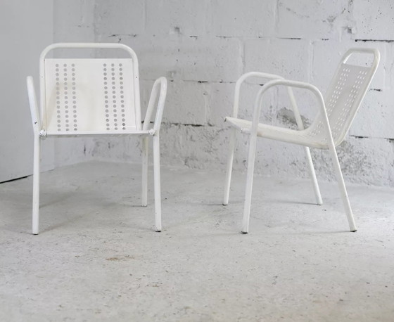 Image 1 of 2x Alveolate Steel Armchairs France
