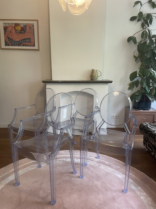 4 sedie Louis Ghost, vetro Philippe di Kartell