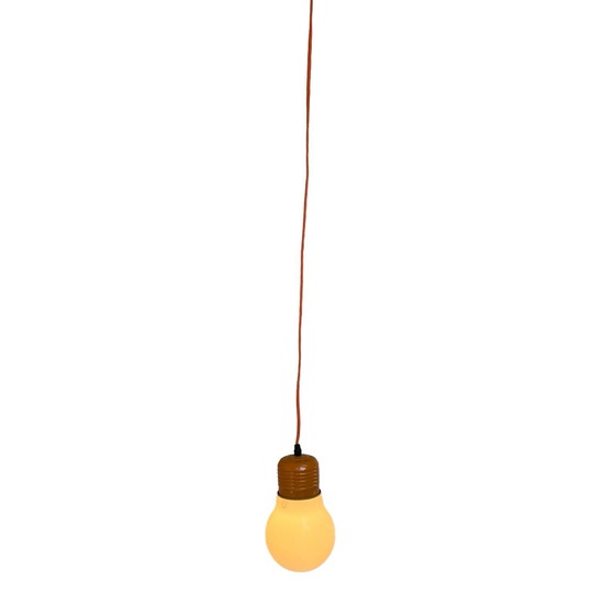 Image 1 of XL / Oversized Bulb Lamp - Milk Glass - Including Ceiling Canopy and Wiring