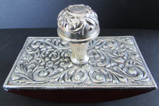 Culla per inchiostro in argento con rilievo dettagliato, Accessori da tavola, Pelle, Argentato, Klassiek (foto 8 di 8)
