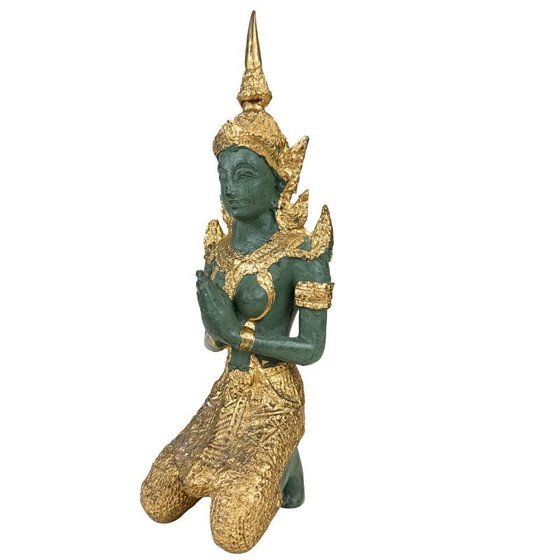 Set Guardiani del Tempio Thai Thepanom – Coppia di Figure Patinate Oro – Sculture (photo 8 of 21)
