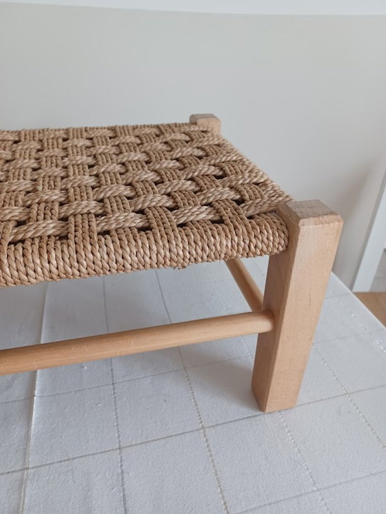 Image 1 of Vintage Scandinavian footstool. Artisanally woven.