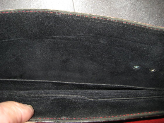 vintage leren school/handtas rood, Overige tassen, Kalfsleer (foto 4 van 5)