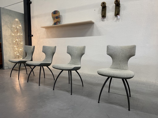 4 sillas de comedor Leolux Callas, tela Safire Senso Olivine