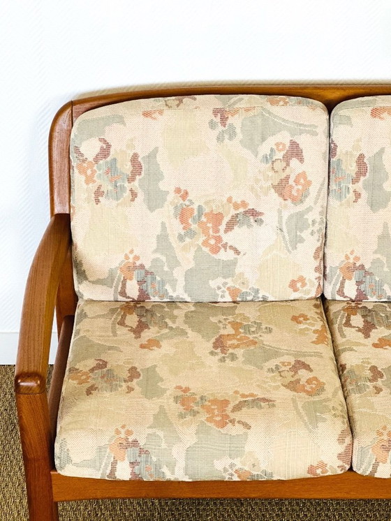 Image 1 of Banquette danoise en teck et tissu floral par Dyrlund, Danemark, 1960s