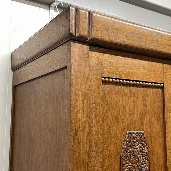 Image 1 of Antique mirror cabinet storage cabinet 1920s linen cupboard oak