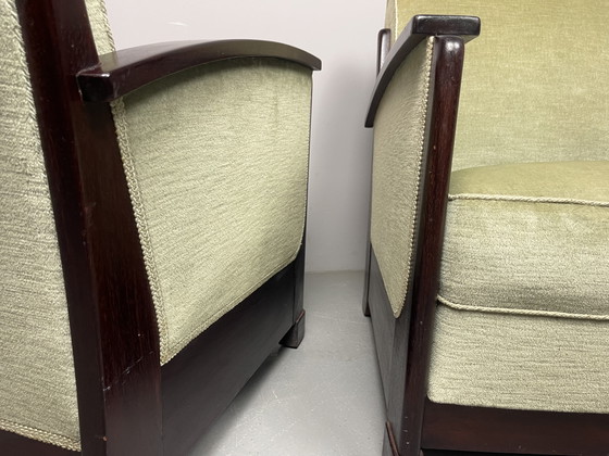 Art Deco Lounge Chairs Attributed to Pander – H Pander, Armchairs, Wood, Textile (photo 7 of 11)
