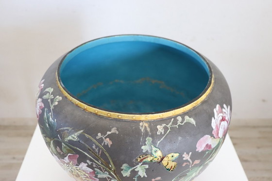 Image 1 of Vaas van keramiek met bloemendecor, Italië, jaren 1980