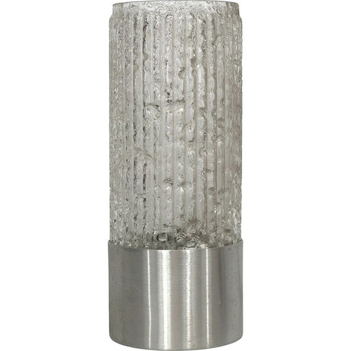 Vintage table lamp in glass and brushed metal model "Albenga" by Stilux Milano, Italy 1960
