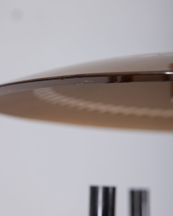 Image 1 of Lampadario vintage anni 50 in ottone e vetro rosa design Italiano