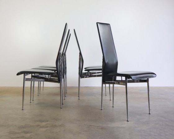 Image 1 of 6 fauteuils en cuir Fasem S44 de Giancarlo Vegni, années 80