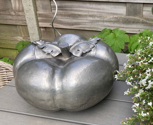 Jarre décorative vintage italienne en métal, faite à la main