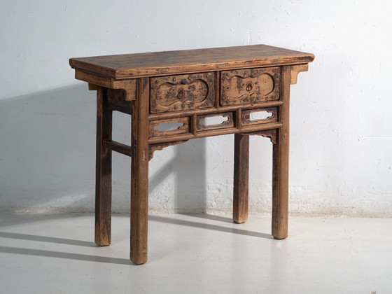 Consolle antica in pino con due cassetti – Cina, circa 1930 – Console (photo 8 of 40)