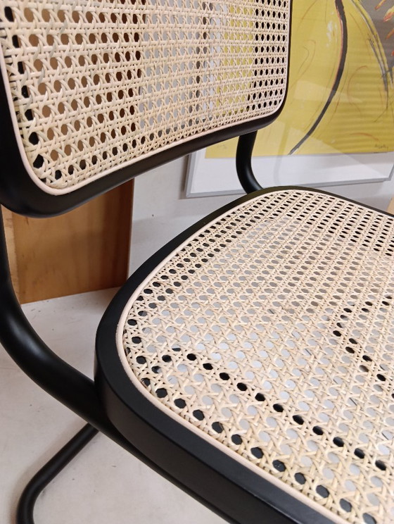 Image 1 of ALIVARMVSEVM 104. SET of 2 CESCA B32 Chairs (NEW) in Black Frame Limited Edition 