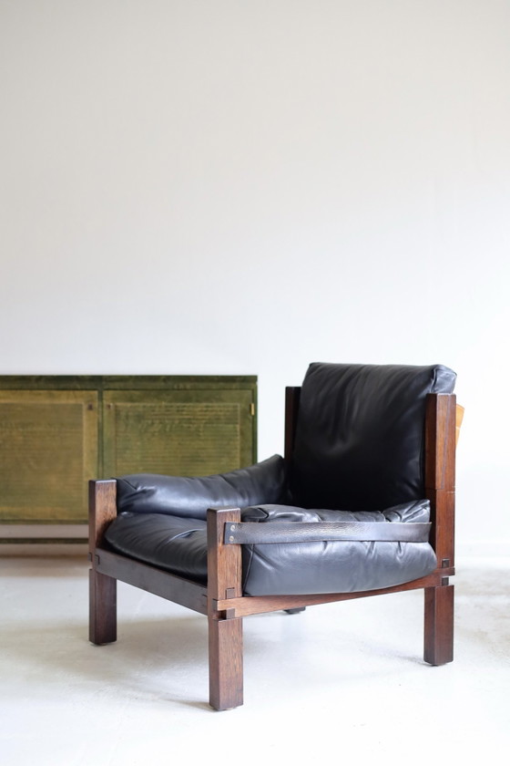 Vintage Armchair model S15, Pierre Chapo 1960s, Wood, Leather, Brown (photo 8 of 9)
