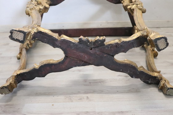 Image 1 of Antiker Konsolentisch aus Gildeholz mit Marmorplatte, Italien 18.