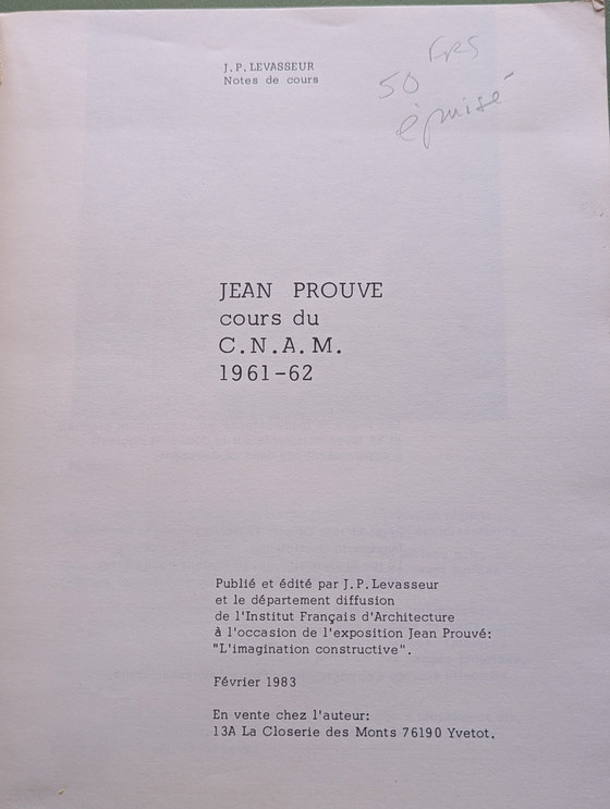 Image 1 of Jean Prouvé CNAM course 1962-1963 by JP Levasseur, 1983