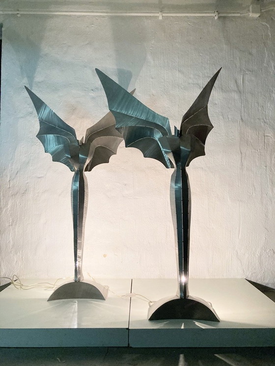 Image 1 of 2 vloerlampen 80s 90s design Reinhard Stubenrauch engel verlicht sculptuur