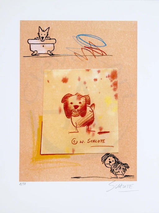 Schlote, Wilhelm - Dogs - signed by hand - Giclee