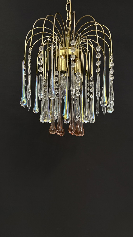 Image 1 of Lampada a goccia a cascata di Murano in stile Paolo Venini