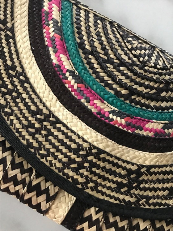 Image 1 of Veelkleurige raffia etui