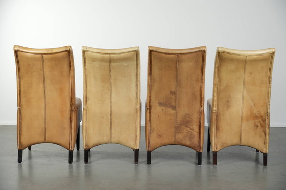 Image 1 of 4 x Luxury Cowhide Leather Dining Chairs With A Beautiful Light Color And A High Back